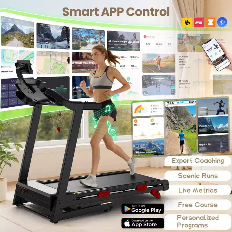 Tapis roulant électrique pliable pour la maison, tapis de course domestique silencieux de 3,5 CV sans balais avec inclinaison, 14,5 km/h, 6 écrans LCD, 105 programmes, tapis de course avec capteur de fréquence cardiaque