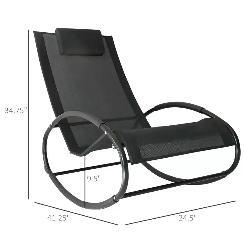 Zero Gravity Rocking Lounge Chair Patio Pool Chaise Recliner with Removable Pillow