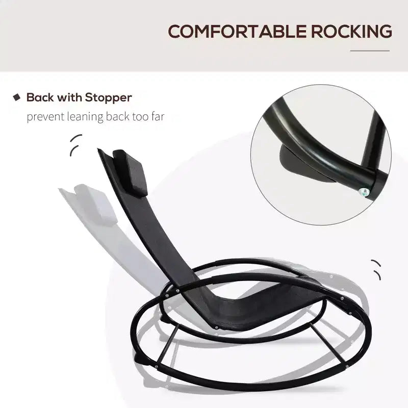 Zero Gravity Rocking Lounge Chair Patio Pool Chaise Recliner with Removable Pillow