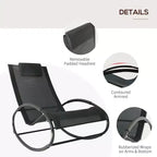 Zero Gravity Rocking Lounge Chair Patio Pool Chaise Recliner with Removable Pillow