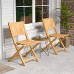 Costway 4 PCS Folding Patio Chairs w/ Inclined Backrest Teak Wood Outdoor Dining Chairs