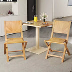 Costway 4 PCS Folding Patio Chairs w/ Inclined Backrest Teak Wood Outdoor Dining Chairs