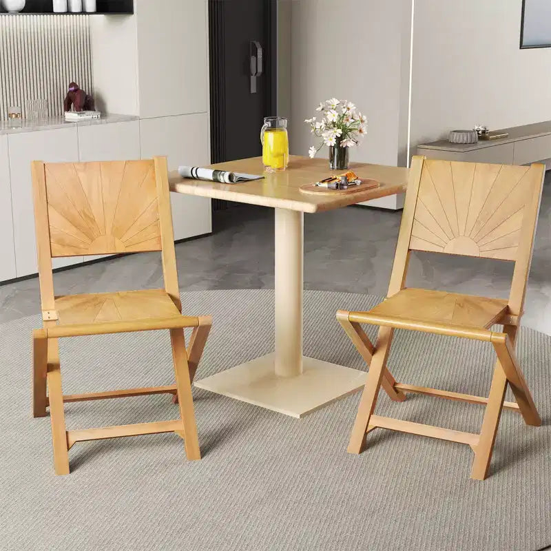 Costway 4 PCS Folding Patio Chairs w/ Inclined Backrest Teak Wood Outdoor Dining Chairs