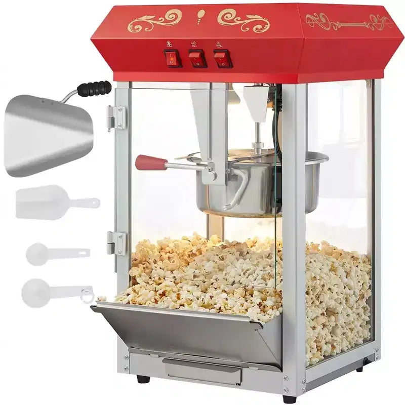 Popcorn Popper Machine 8 Oz Countertop Popcorn Maker 850w 48 Cups Red Heavy Duty