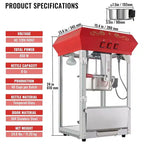 Popcorn Popper Machine 8 Oz Countertop Popcorn Maker 850w 48 Cups Red Heavy Duty