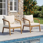 Christopher Knight Home Ethan Patio Modern Acacia Wood and PE Wicker Accent Club Chair with Cushions