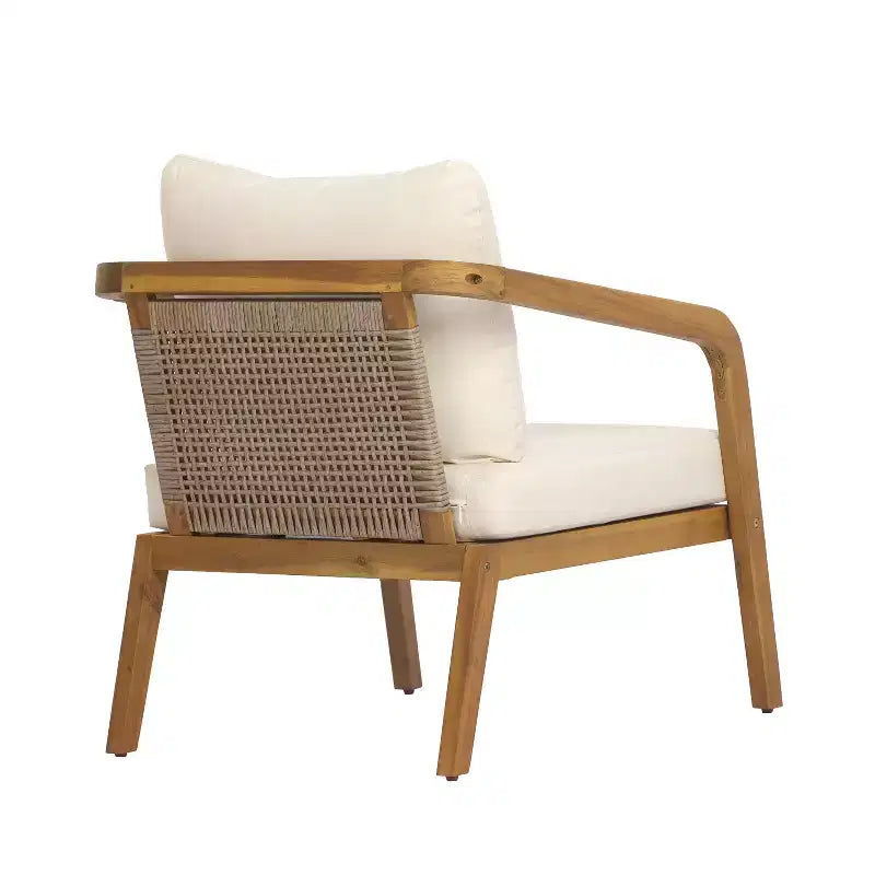 Christopher Knight Home Ethan Patio Modern Acacia Wood and PE Wicker Accent Club Chair with Cushions