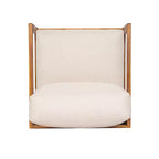 Fauteuil de jardin pivotant à 360° ModernLuxe, structure en bois d'acacia finition teck avec coussin beige, chaise de terrasse résistante aux intempéries