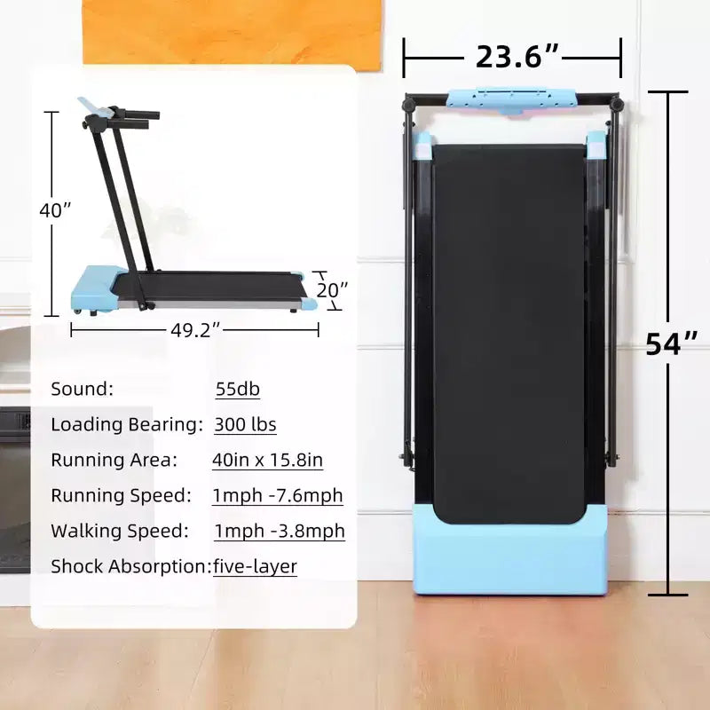 Tapis roulant pliable NAYSAYE, équipement d'exercice multifonctionnel pour la marche et la course, bleu, 49.2*23.6*42.9