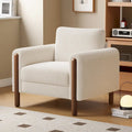 White 33.5 Upholstered Accent Chair with Walnut Legs