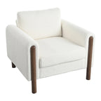 White 33.5 Upholstered Accent Chair with Walnut Legs