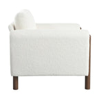 White 33.5 Upholstered Accent Chair with Walnut Legs
