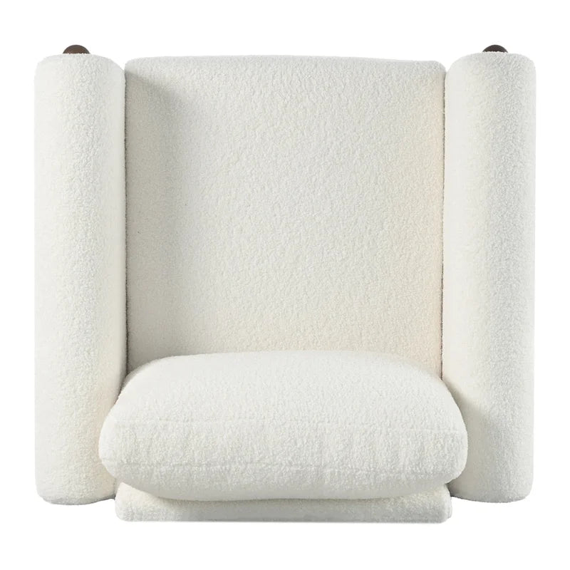 White 33.5 Upholstered Accent Chair with Walnut Legs