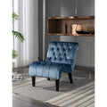 Light Blue Tufted Upholstered Accent Chair with Wood Legs