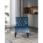 Light Blue Tufted Upholstered Accent Chair with Wood Legs