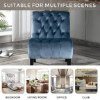 Light Blue Tufted Upholstered Accent Chair with Wood Legs