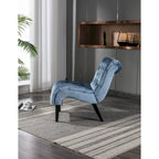 Light Blue Tufted Upholstered Accent Chair with Wood Legs