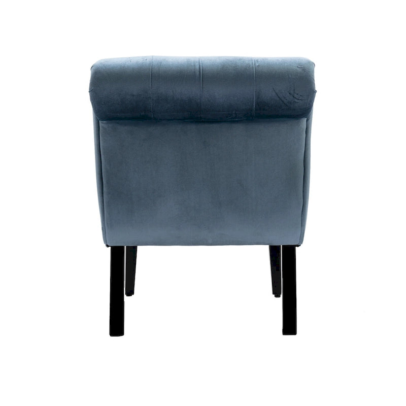 Light Blue Tufted Upholstered Accent Chair with Wood Legs