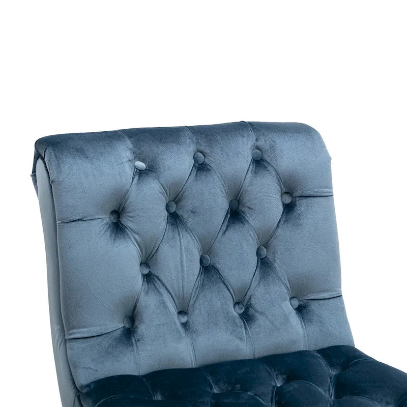 Light Blue Tufted Upholstered Accent Chair with Wood Legs