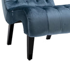 Light Blue Tufted Upholstered Accent Chair with Wood Legs