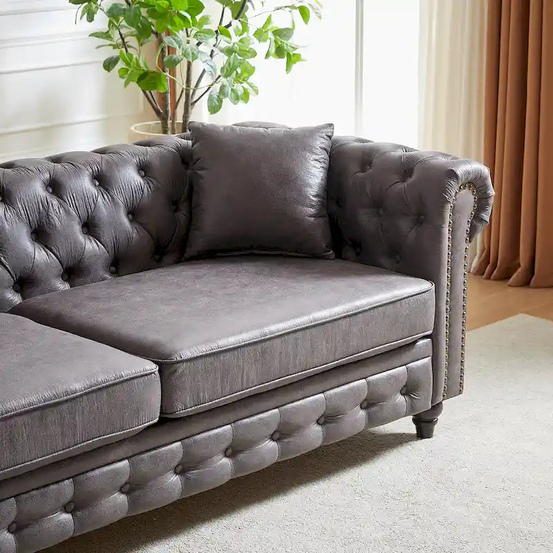 85.5-Inch Tech Fabric 3-Seater Sofa with Cushions