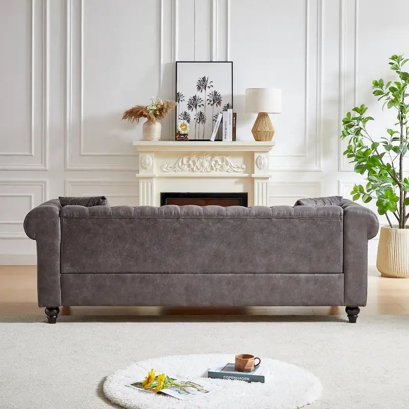 85.5-Inch Tech Fabric 3-Seater Sofa with Cushions