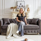 85.5-Inch Tech Fabric 3-Seater Sofa with Cushions