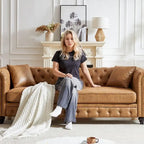 85.5-Inch Tech Fabric 3-Seater Sofa with Cushions