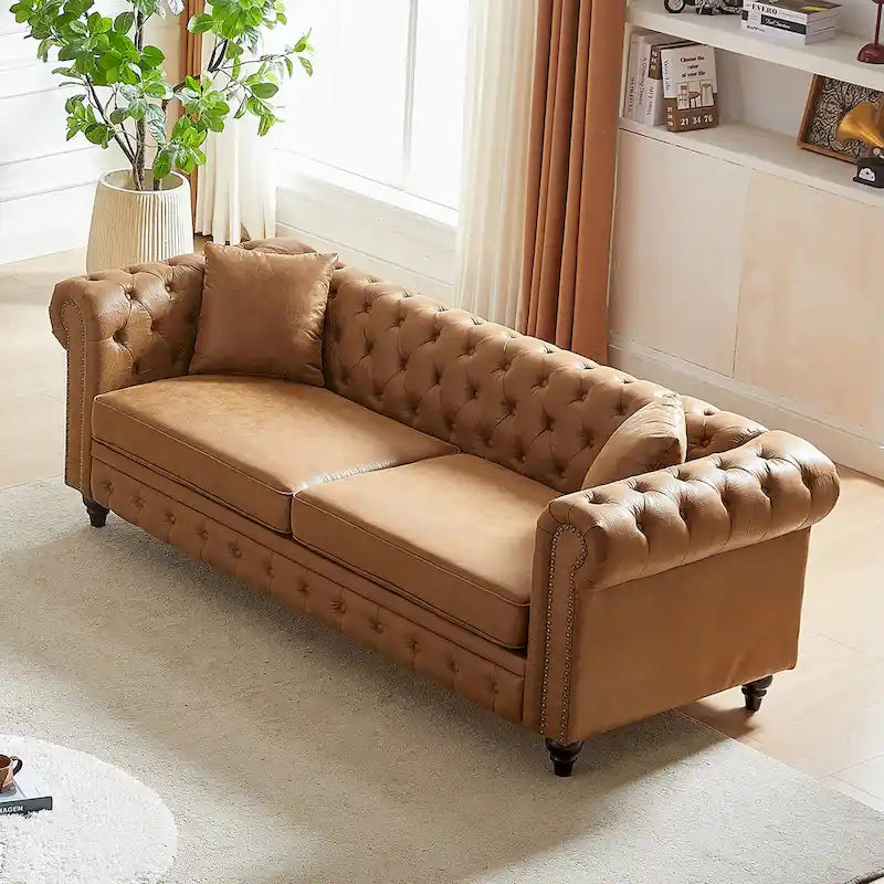 85.5-Inch Tech Fabric 3-Seater Sofa with Cushions