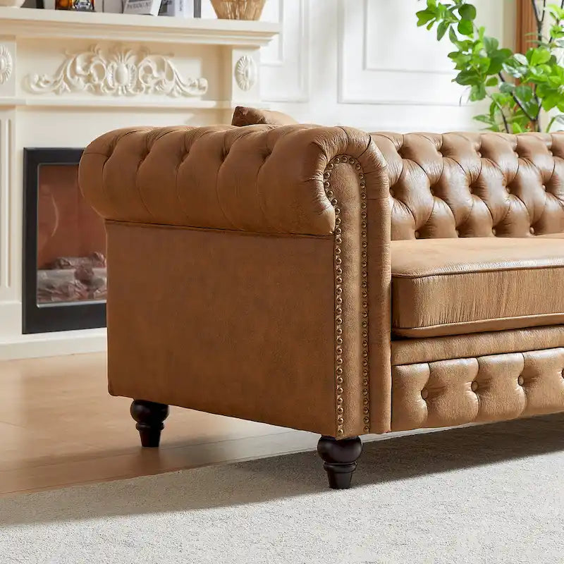85.5-Inch Tech Fabric 3-Seater Sofa with Cushions