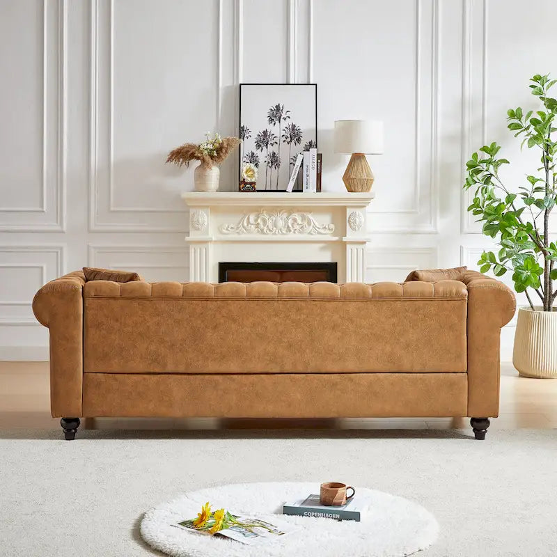 85.5-Inch Tech Fabric 3-Seater Sofa with Cushions