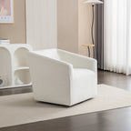 31 Chenille Upholstered Barrel Arm Chair with Swivel Base