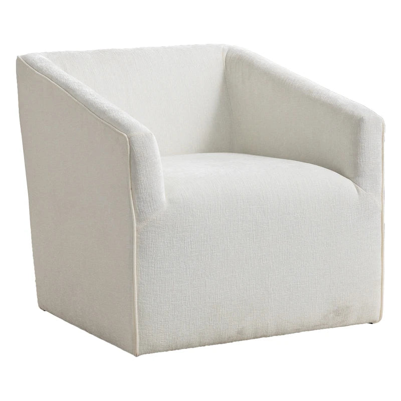 31 Chenille Upholstered Barrel Arm Chair with Swivel Base
