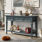Vintage Solid Wood Console Table with 3 Drawers Bottom Shelf Retro Metal Handles 50 L Multiple Colors