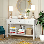 Vintage Solid Wood Console Table with 3 Drawers and Bottom Shelf, 50-Inch