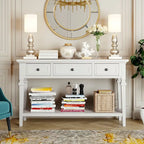 Vintage Solid Wood Console Table with 3 Drawers and Bottom Shelf, 50-Inch