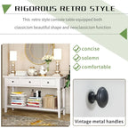 Vintage Solid Wood Console Table with 3 Drawers and Bottom Shelf, 50-Inch