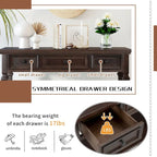 Vintage Solid Wood Console Table with 3 Drawers and Bottom Shelf, 50-Inch