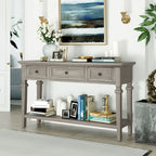 Vintage Solid Wood Console Table with 3 Drawers and Bottom Shelf, 50-Inch