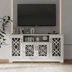 Rustic Wood Media Console TV Stand for 65"+ TVs with Open Storage Shelves