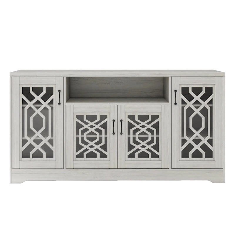 Rustic Wood Media Console TV Stand for 65"+ TVs with Open Storage Shelves