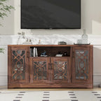 Rustic Wood Media Console TV Stand for 65"+ TVs with Open Storage Shelves