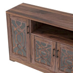 Rustic Wood Media Console TV Stand for 65"+ TVs with Open Storage Shelves