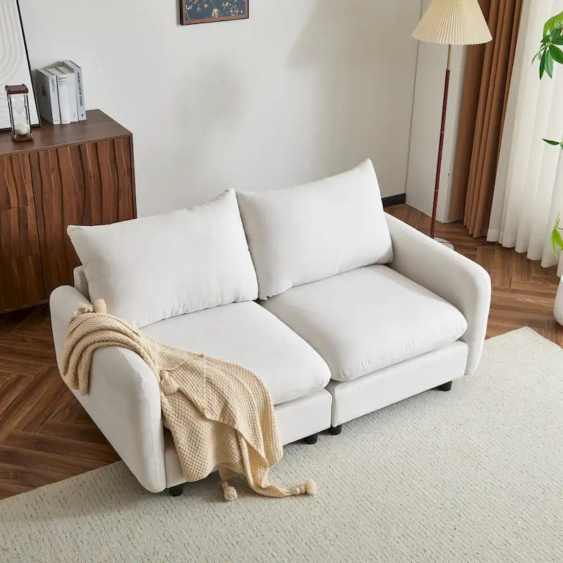 Modern 2-Seater Modular Upholstered Sectional Loveseat