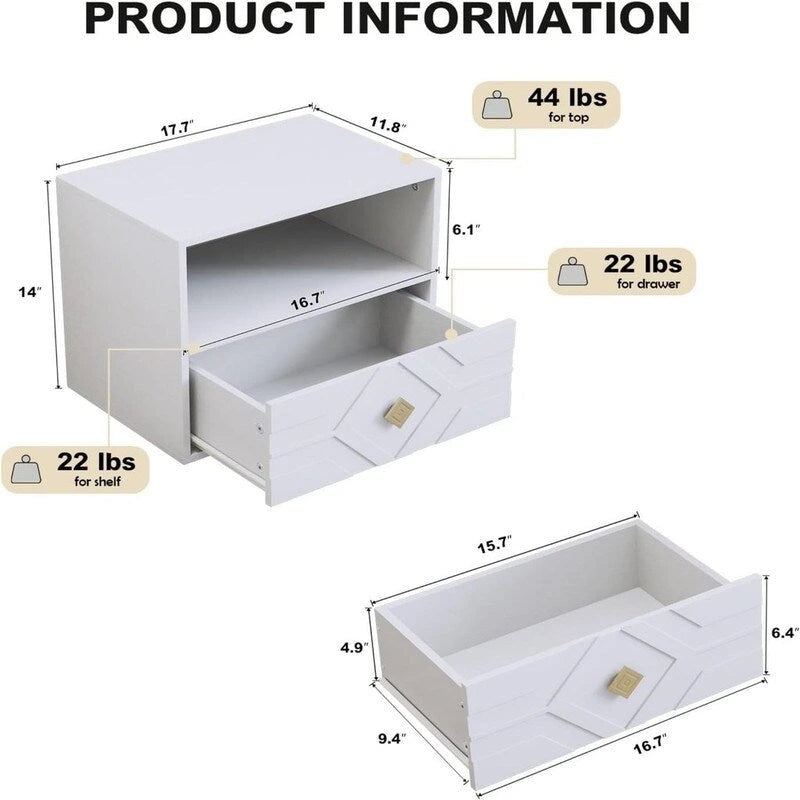 Wall-Mounted Floating Nightstand with Drawer