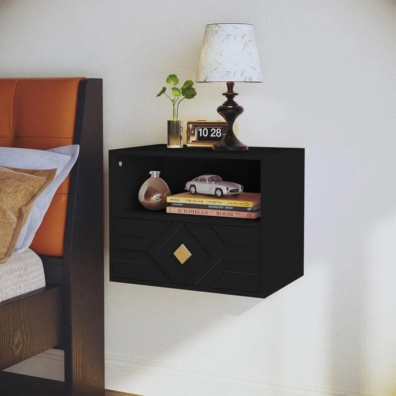 Wall-Mounted Floating Nightstand with Drawer