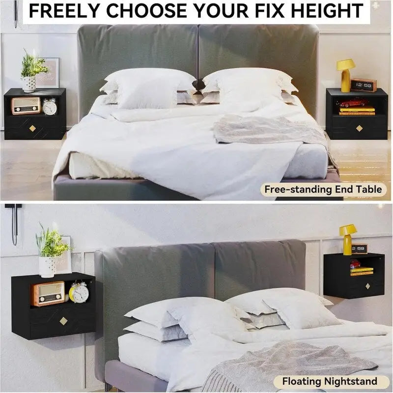 Wall-Mounted Floating Nightstand with Drawer