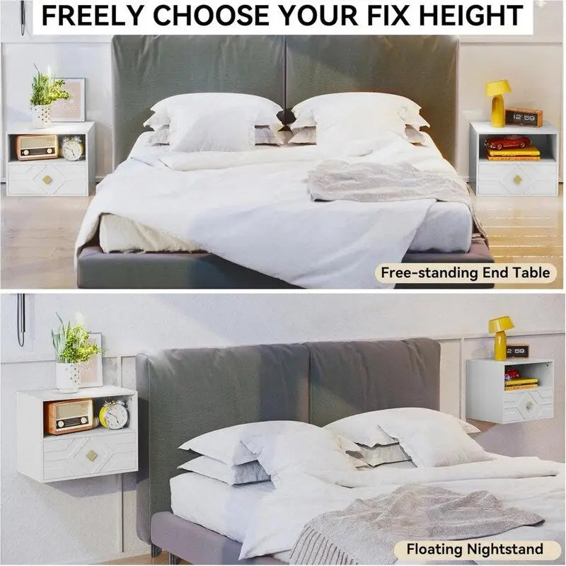 Wall-Mounted Floating Nightstand with Drawer
