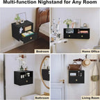 Wall-Mounted Floating Nightstand with Drawer