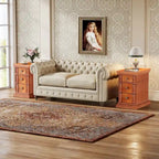 Narrow Vintage Sofa Side Table with 3 Drawers